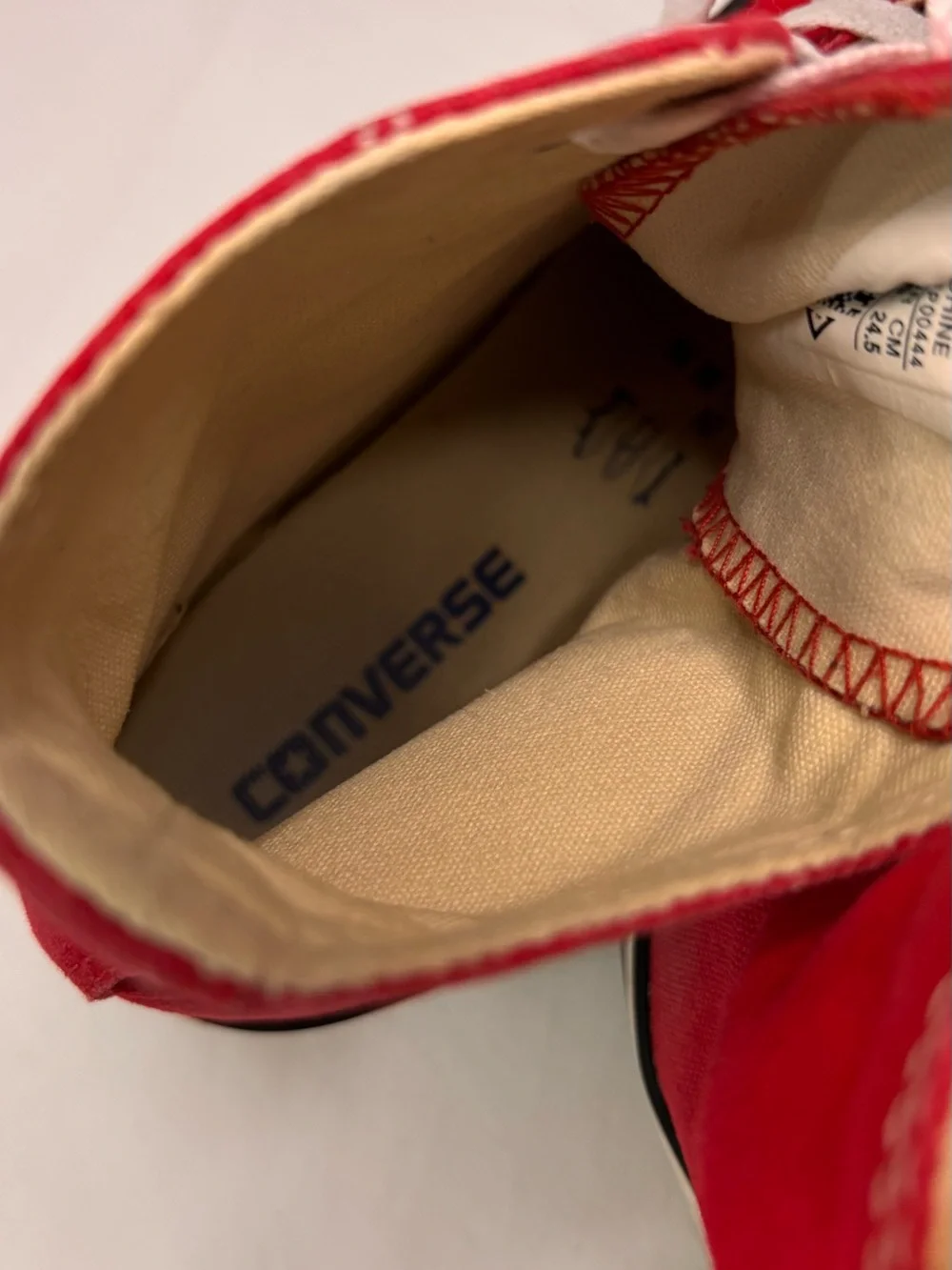 Converse High Top Canvas Sneakers in Red and White - Picture 10 of 10